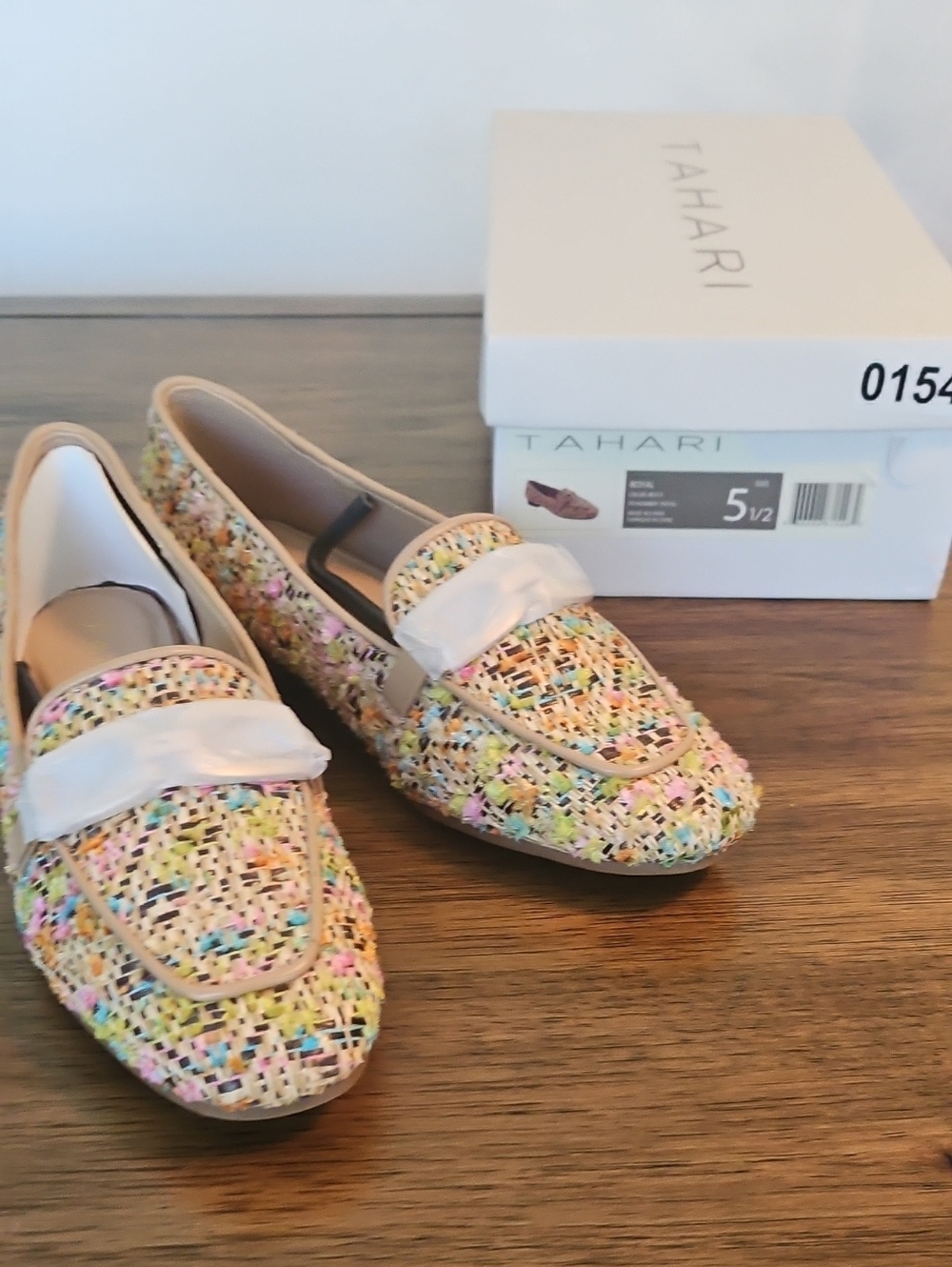 Tahari Pastel Multi Woven Loafers with Cream Trim 154